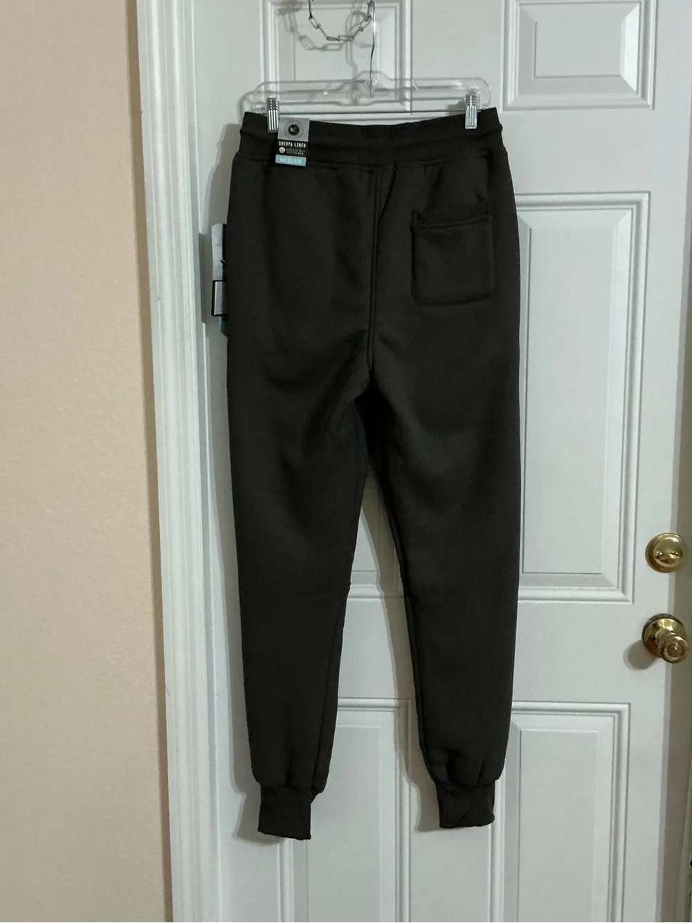 Men's Charcoal Gray Fleece Sweatpants Sherpa Lined Pants Size M
